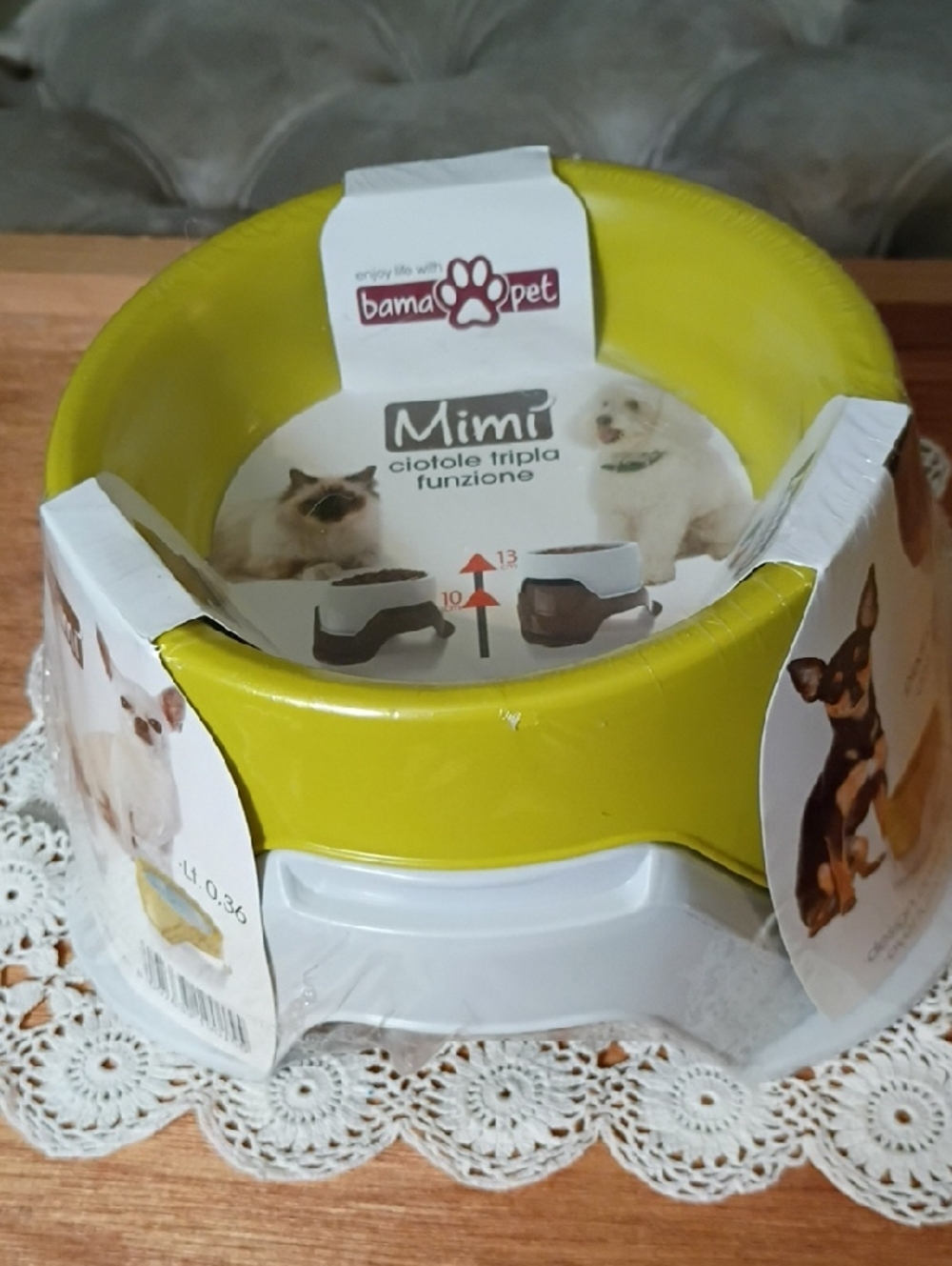 Mimi Triple-Function Pet Bowl - Lime/White